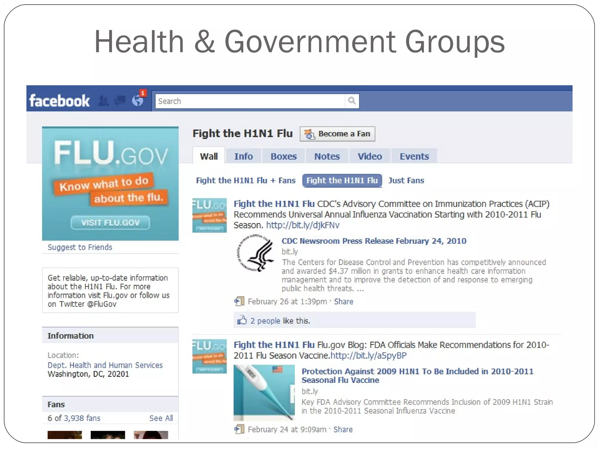 Health & Government Groups
 