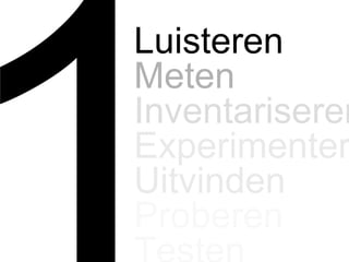 1 Luisteren Meten Inventariseren Experimentere   Uitvinden Proberen Testen 