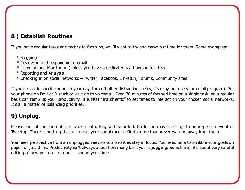 8 ) Establish Routines If
