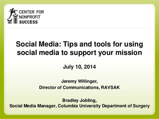 Social Media: Tips and tools for using social media to support your m…