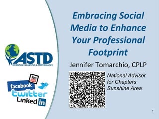 Embracing Social
Media to Enhance
Your Professional
   Footprint
Jennifer Tomarchio, CPLP
           National Advisor
           for Chapters
           Sunshine Area



                              1
 