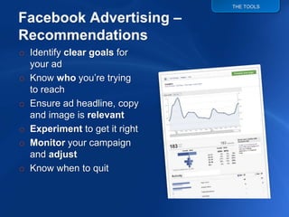 Facebook Advertising – Pricing<br />Very affordable and easy to control your budget<br />You can specify a daily budget<br...