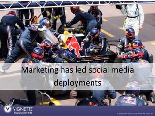 Marketing has led social media
        deployments


                         © 2009 CONFIDENTIAL & PROPRIETARY 41
 