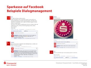 Sparkasse auf Facebook
Beispiele Dialogmanagement
© Sparkassen-Finanzportal GmbH | Social Media und die Sparkasse
25.03.2014
Seite 26
 