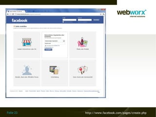 Folie 23   http://www.facebook.com/pages/create.php
 