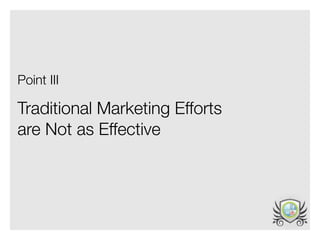 Point III

Traditional Marketing Efforts
are Not as Effective
 
