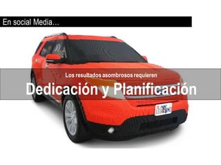 En social Media…




                   Los resultados asombrosos requieren

      Dedicación y Planificación
 