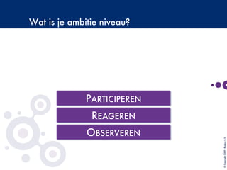 Wat is je ambitie niveau?
©Copyright2009-BudecoB.V.
 