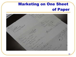 Marketing on One Sheet  of Paper 