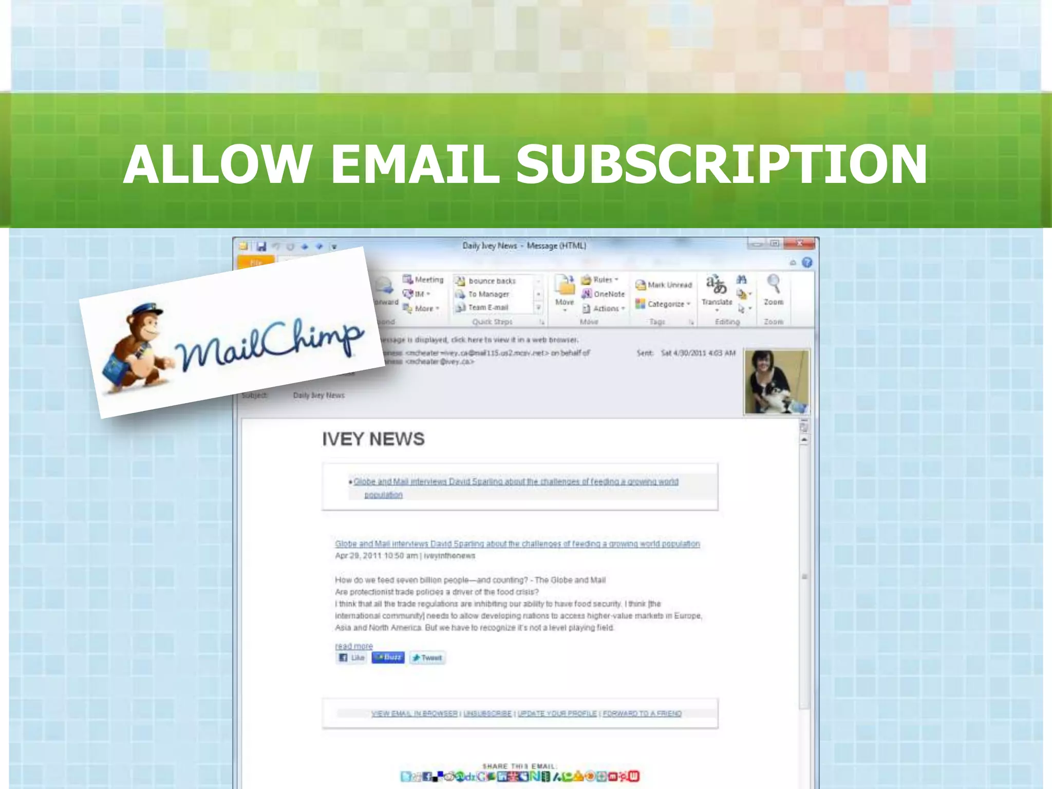 ALLOW EMAIL SUBSCRIPTION
 