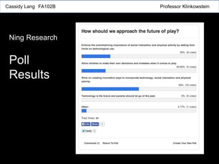 Cassidy Lang FA102B Professor Klinkowstein
Ning Research
Poll
Results
 