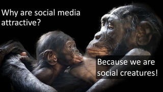 Why are social media
attractive?
Because we are
social creatures!
 