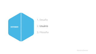 1. Desafio 
2. Usuário 
3. Filosofia 
#androidwear 
ENTENDER 
 