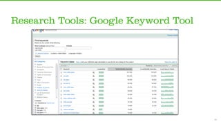 Research Tools: Google Keyword Tool




                                      22	
  
 