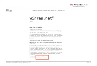 Blog




Social Media Workshop © EsPresto AG, 22. Dezember 2011   Seite 31
 