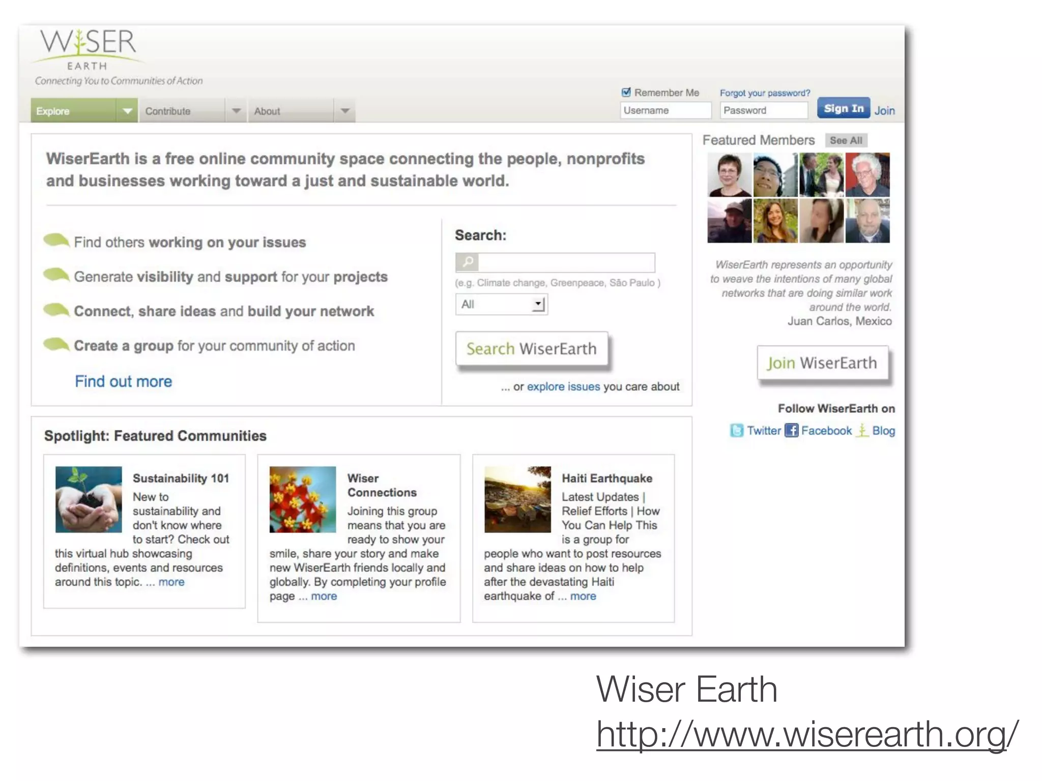 Wiser Earth
http://www.wiserearth.org/
 