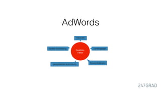 AdWords
Klickrate
Landingpage
Keywordrelevanz
geograﬁsche Ausrichtung
Geräte Ausrichtung
 