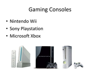 Gaming Consoles Nintendo Wii Sony Playstation Microsoft Xbox 