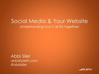 Social Media & Your Website Understanding how it all fits together! Abbi Siler abbi@pleth.com @abbisiler 