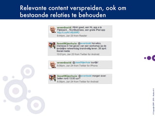 Relevante content verspreiden, ook om
bestaande relaties te behouden
©Copyright2009-2010–BudecoB.V.
 