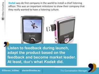 Be aninternal consultantThe center of excellence is managedby the Conversation Manager.