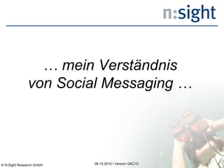 08.10.2010 / Version GKC10 …  mein Verständnis von Social Messaging … © N:Sight Research GmbH 