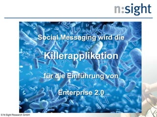 Social Messaging wird die
Killerapplikation
für die Einführung von
Enterprise 2.0
© N:Sight Research GmbH
 