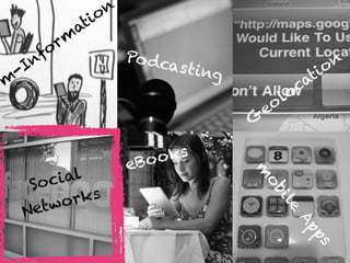 Step towards digital
lecture room
m
-Inform
ation
Podcasting
G
eolocation
Social  
Networks
eBooks
m
obile
Apps
 