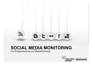 SOCIAL MEDIA MONITORING
Für Erfolgsmessung und Marktforschung
 