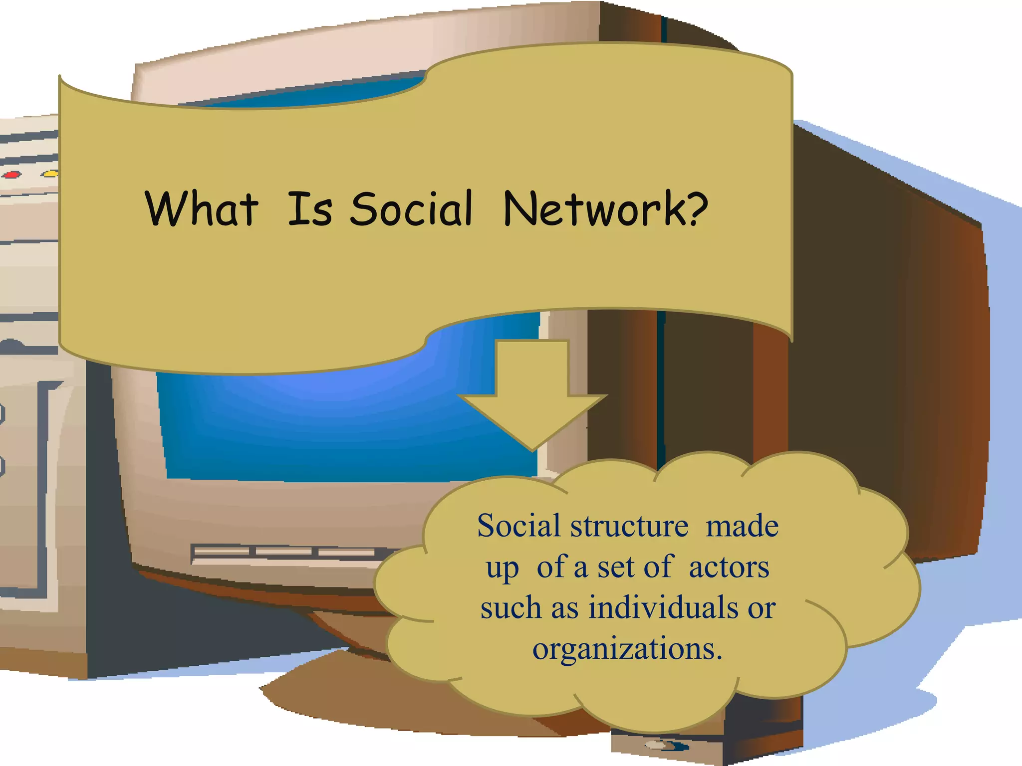 What Is Social Network?
Social structure made
up of a set of actors
such as individuals or
organizations.