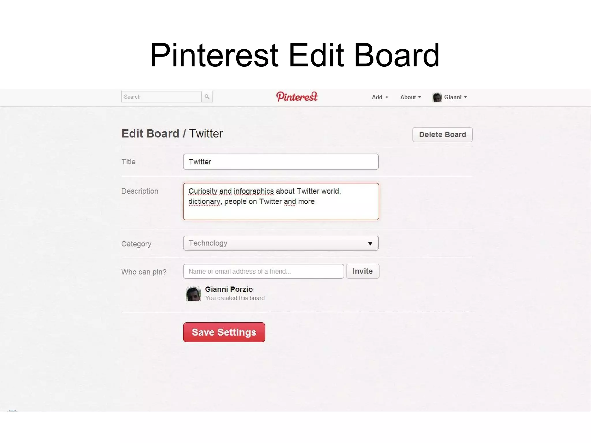 Pinterest Edit Board