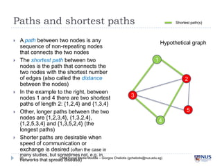 Paths and shortest paths










A path between two nodes is any
sequence of non-repeating nodes that
connects the ...