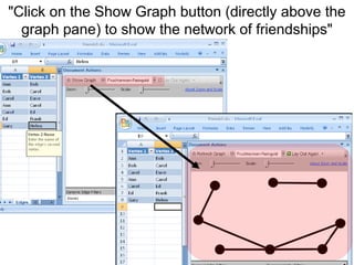 "Click on the Show Graph button (directly above the
graph pane) to show the network of friendships"
 