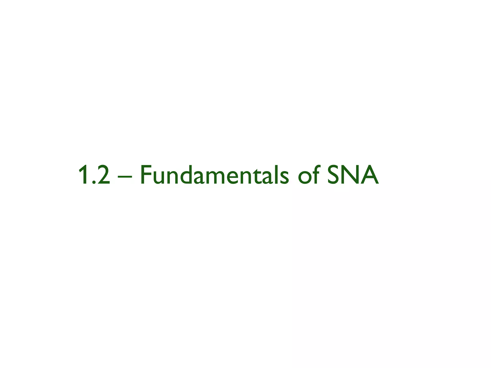 1.2 – Fundamentals of SNA
 