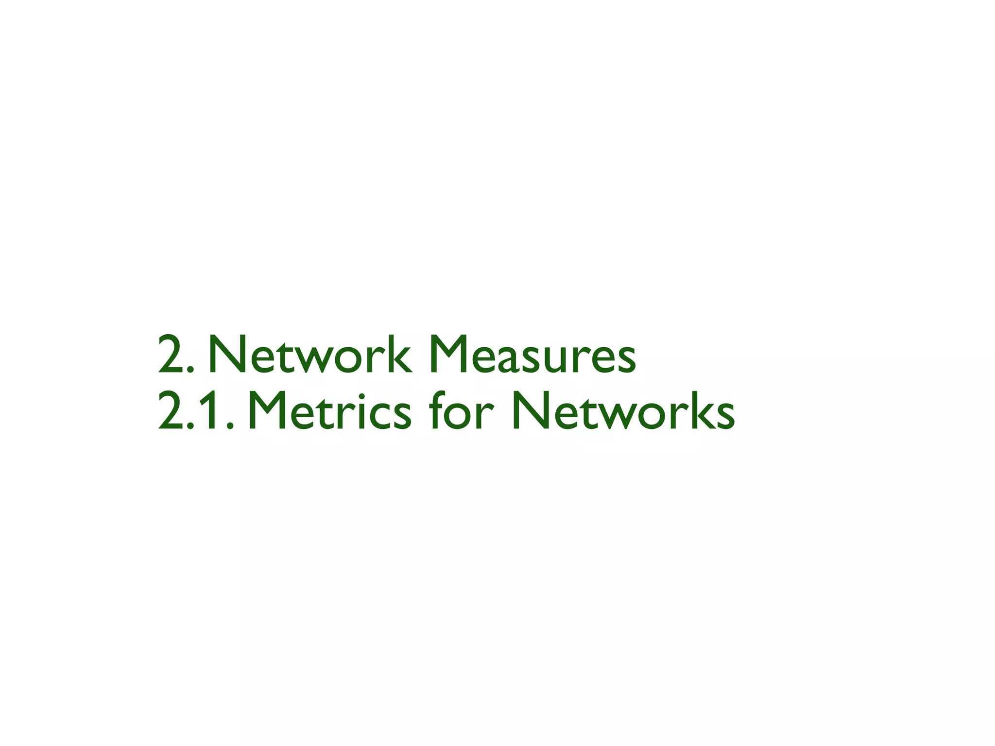 2. Network Measures
2.1. Metrics for Networks
 