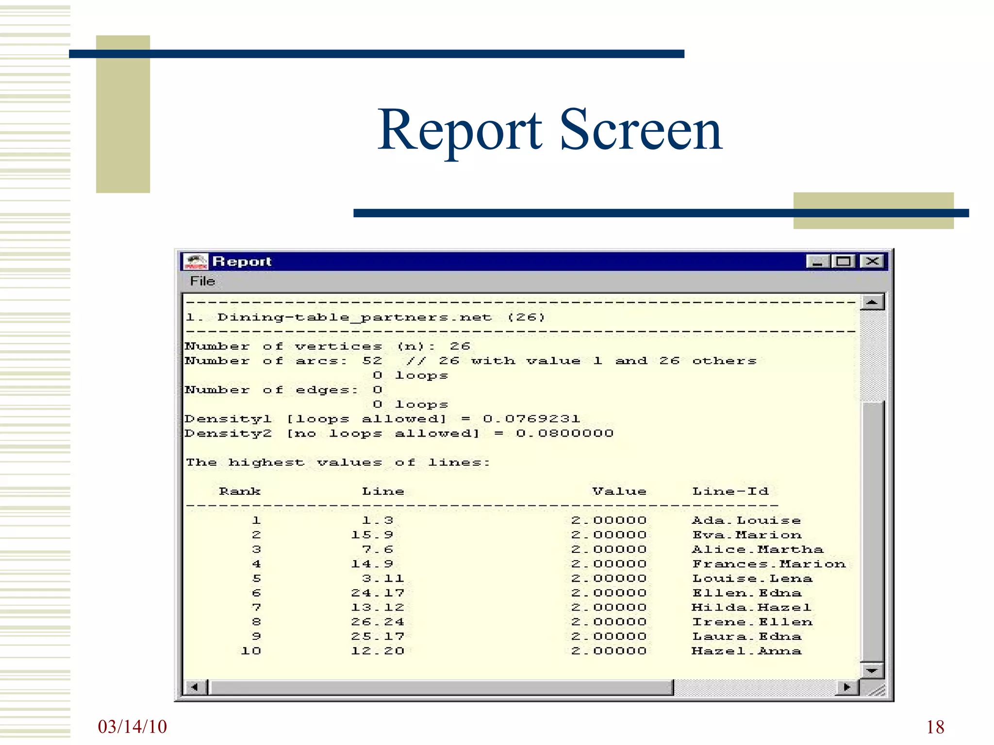 Report Screen 