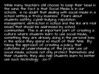 For your final project, you'll be formulating,
outlining, proposing your very own minicurricular unit. Creating your own minicurricular unit for your final project will provide
you with the opportunity to synthesize and
apply the social networking skills and strategies
you learned throughout the course.

 