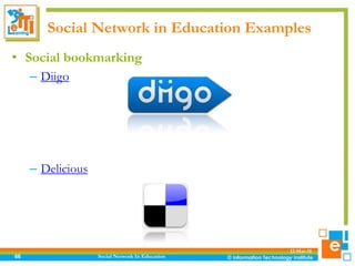 Social Network in Education Examples
12-Mar-18
Social Network In Education66
• Social bookmarking
– Diigo
– Delicious
 