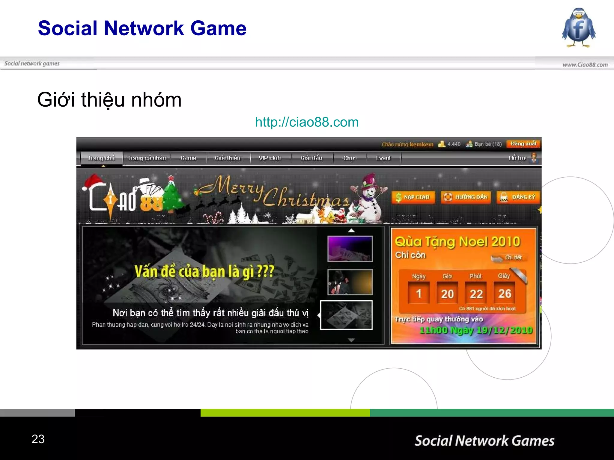 Social Network Game Giới thiệu nhóm http://ciao88.com 