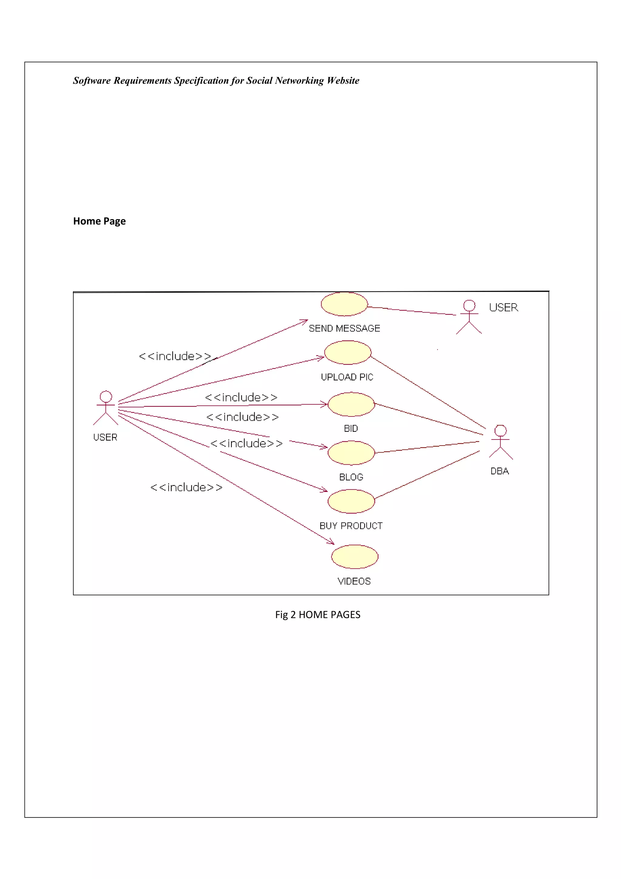 Software Requirements Specification for Social Networking Website




Home Page




                                             Fig 2 HOME PAGES
 