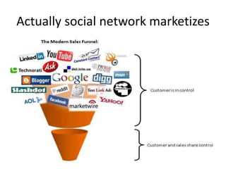 Actually social network marketizes
 