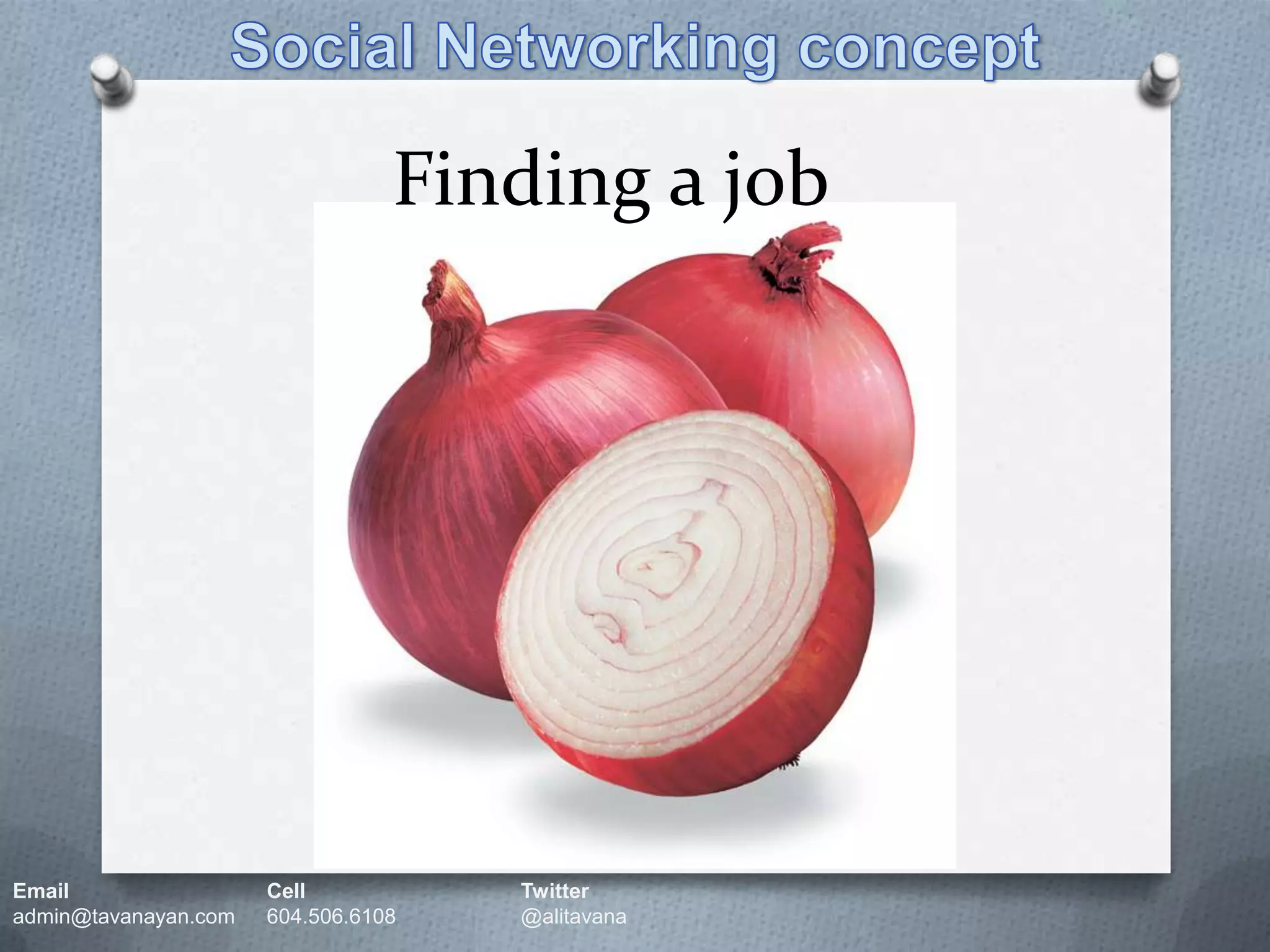 Social Networking conceptFinding a jobEmail		Cell		Twitteradmin@tavanayan.com	604.506.6108	@alitavana