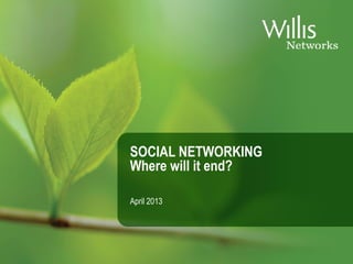 SOCIAL NETWORKING
Where will it end?
April 2013
 