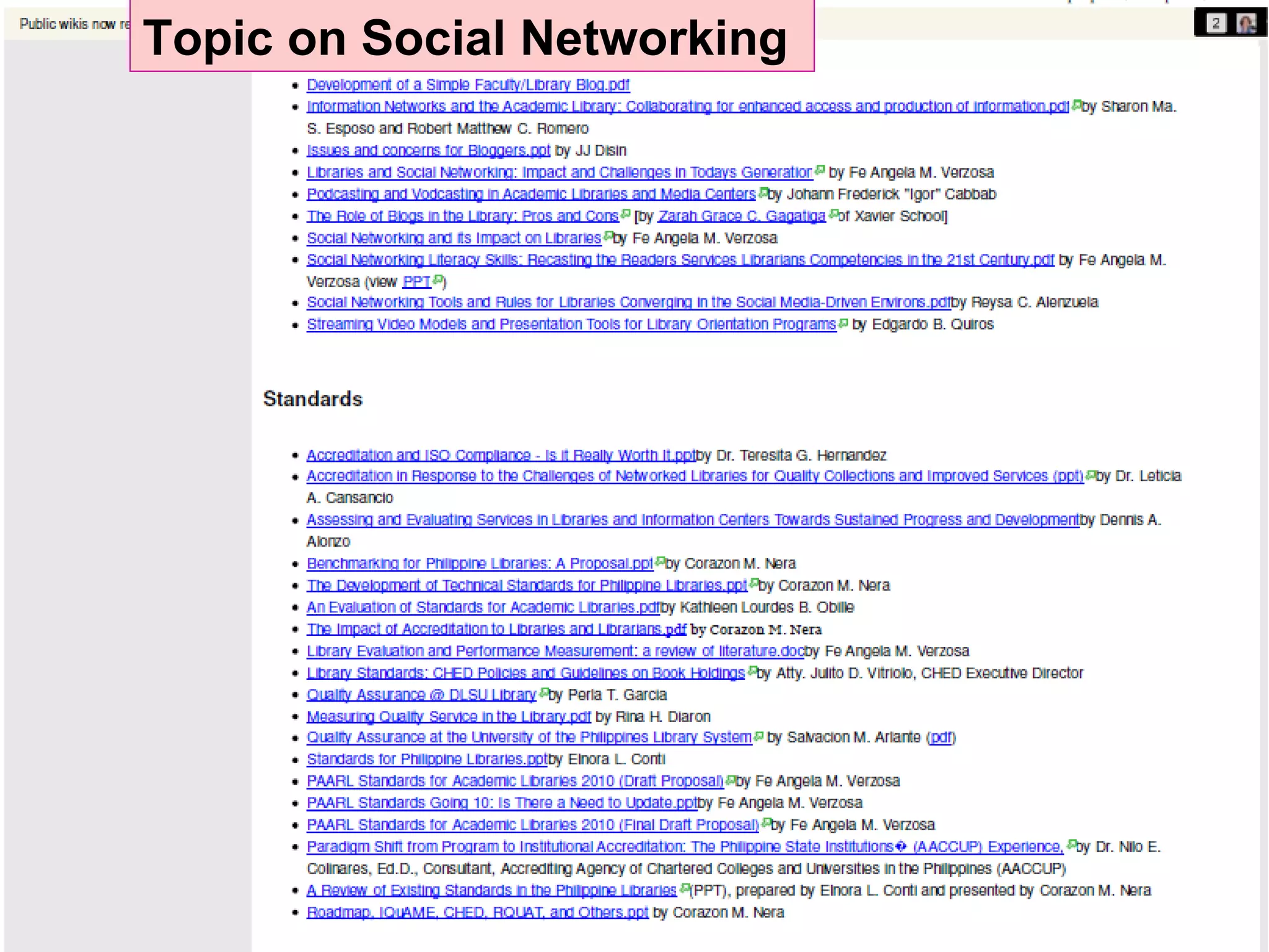 Topic on Social Networking
 