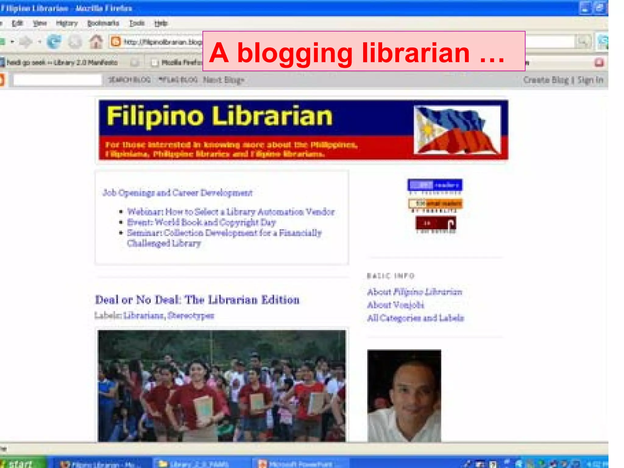 A blogging librarian …
 