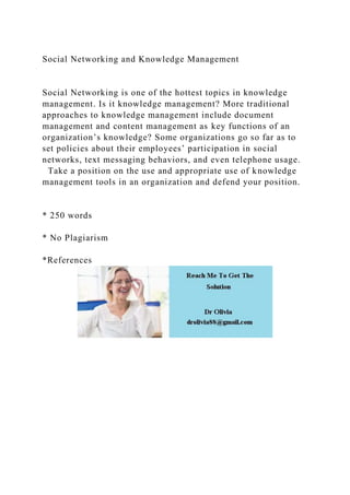 Social Networking and Knowledge Management Social Networking.docx