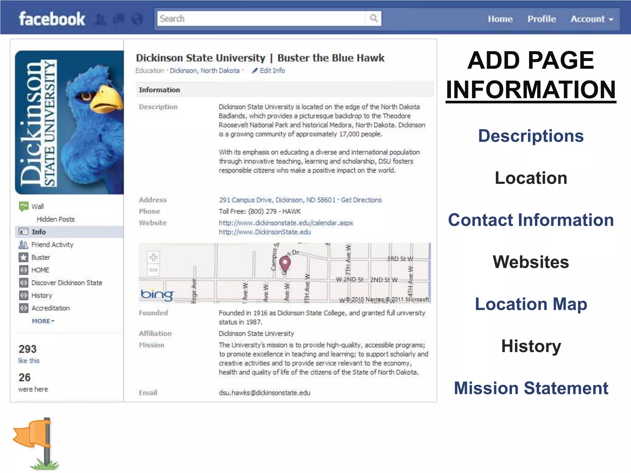 ADD PAGEINFORMATIONDescriptionsLocationContact InformationWebsitesLocation MapHistoryMission Statement
