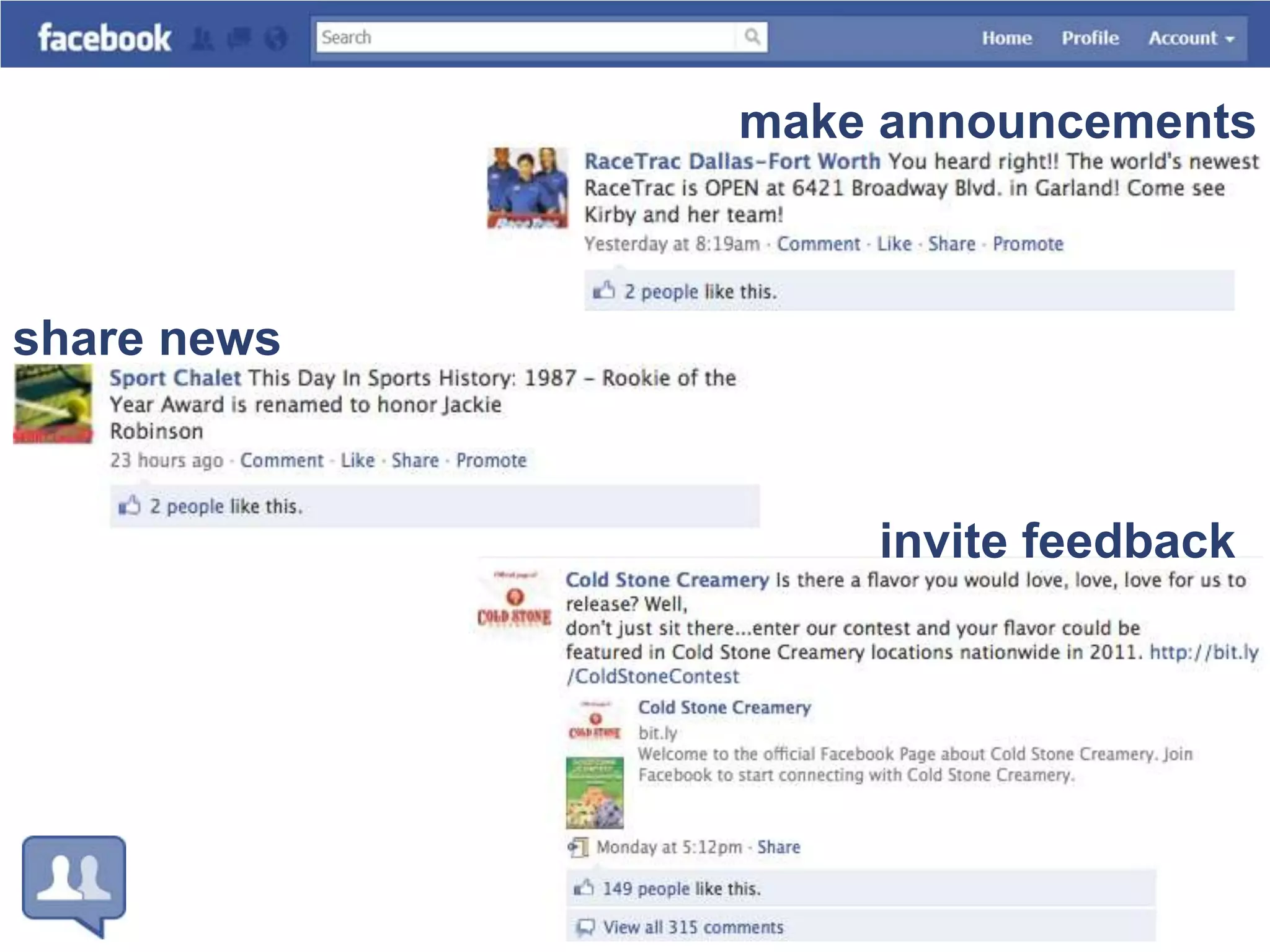 make announcementsshare newsinvite feedback