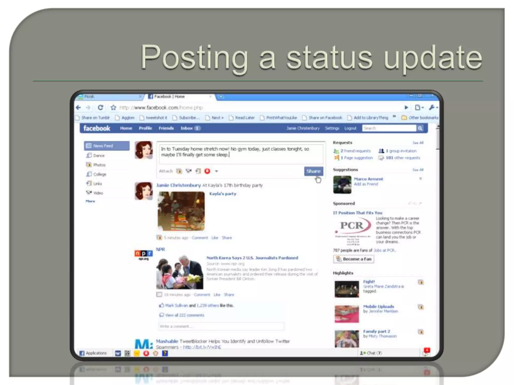 Posting a status update