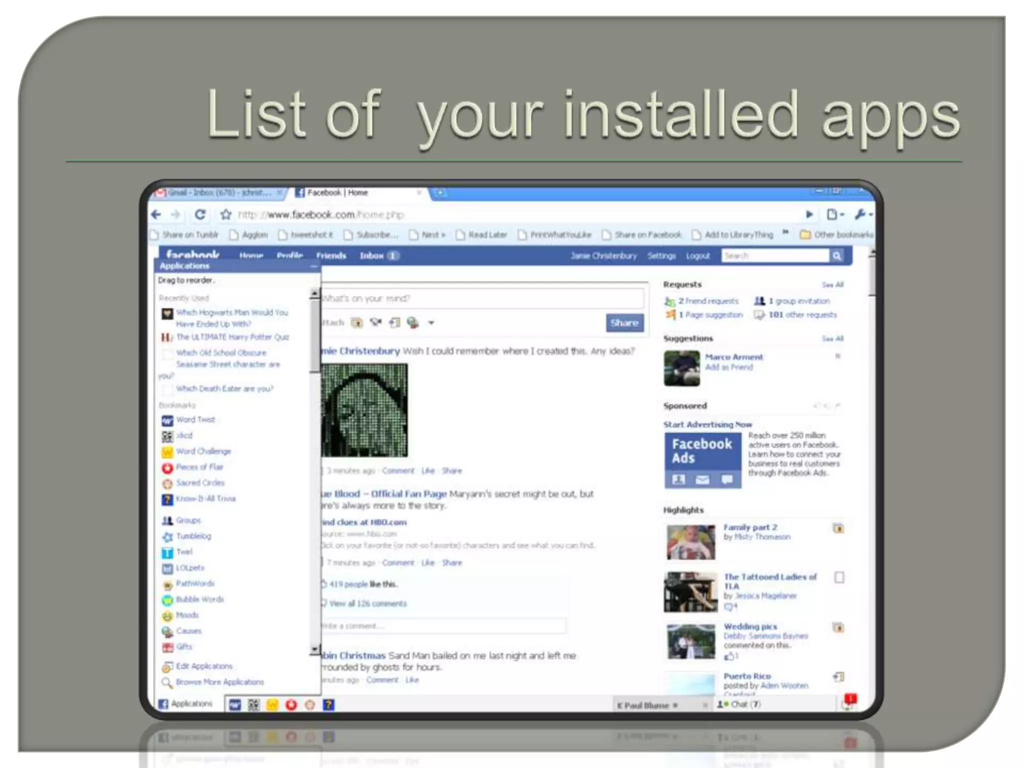 List of  your installed apps